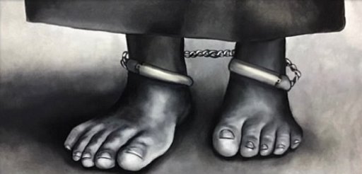 Chemin  faisant L'illusion de la liberté.Huile monochrome.  40x80 cm